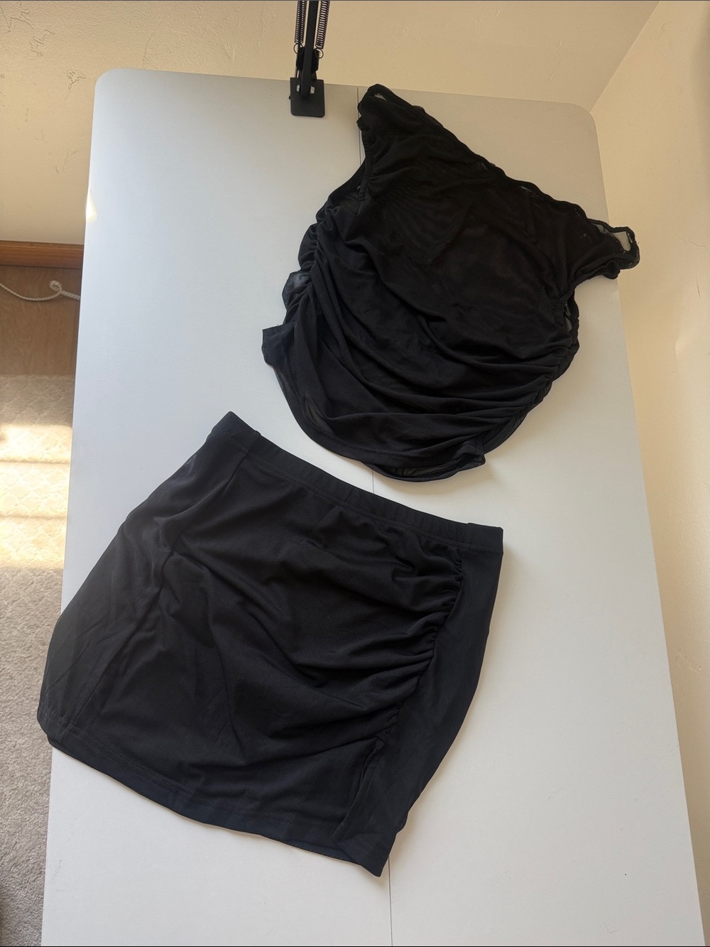 SHEIN Black Ruched Mini Skirt